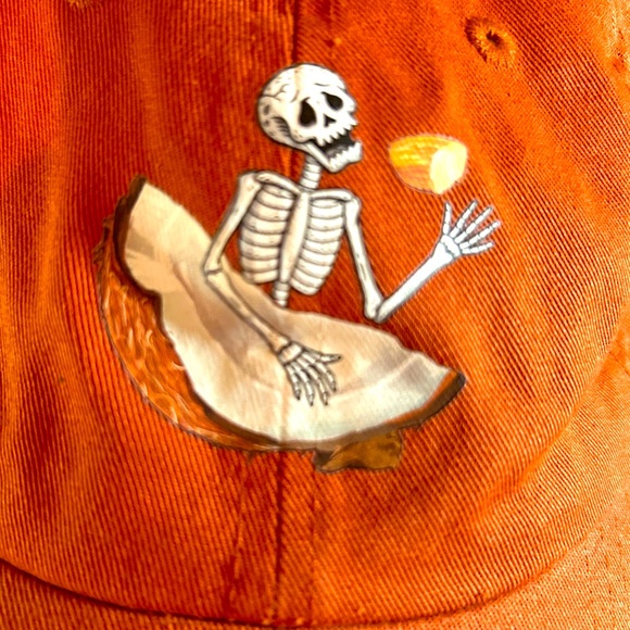 Skeleton Chobani 100% Cotton Burnt Orange Baseball Cap - Picture 1 of 4